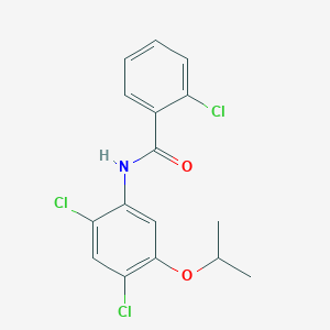 molecular formula C16H14Cl3NO2 B2543542 2-chloro-N-(2,4-dichloro-5-isopropoxyphenyl)benzenecarboxamide CAS No. 338961-15-2