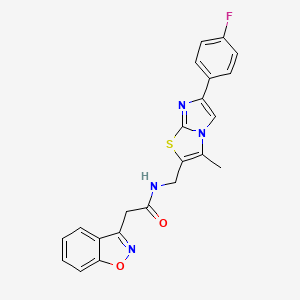 molecular formula C22H17FN4O2S B2543550 2-(benzo[d]isoxazol-3-yl)-N-((6-(4-fluorophenyl)-3-methylimidazo[2,1-b]thiazol-2-yl)methyl)acetamide CAS No. 1421445-79-5
