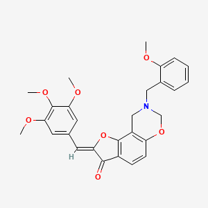 molecular formula C28H27NO7 B2543553 (Z)-8-(2-methoxybenzyl)-2-(3,4,5-trimethoxybenzylidene)-8,9-dihydro-2H-benzofuro[7,6-e][1,3]oxazin-3(7H)-one CAS No. 951967-04-7