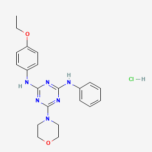 molecular formula C21H25ClN6O2 B2543561 N2-(4-ethoxyphenyl)-6-morpholino-N4-phenyl-1,3,5-triazine-2,4-diamine hydrochloride CAS No. 1179396-34-9