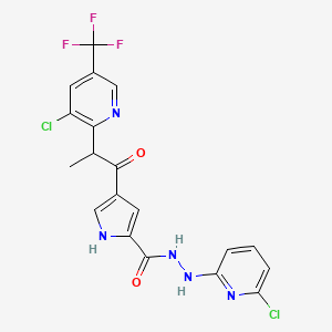molecular formula C19H14Cl2F3N5O2 B2543570 N'-(6-chloro-2-pyridinyl)-4-(2-(3-chloro-5-(trifluoromethyl)-2-pyridinyl)propanoyl)-1H-pyrrole-2-carbohydrazide CAS No. 339099-56-8