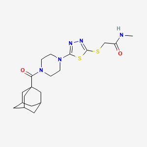molecular formula C20H29N5O2S2 B2543580 2-((5-(4-((3r,5r,7r)-adamantane-1-carbonyl)piperazin-1-yl)-1,3,4-thiadiazol-2-yl)thio)-N-methylacetamide CAS No. 1105225-97-5