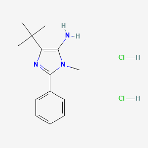 molecular formula C14H21Cl2N3 B2543584 5-叔丁基-3-甲基-2-苯基咪唑-4-胺；二盐酸盐 CAS No. 2418704-89-7