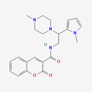 molecular formula C22H26N4O3 B2543589 N-(2-(1-methyl-1H-pyrrol-2-yl)-2-(4-methylpiperazin-1-yl)ethyl)-2-oxo-2H-chromene-3-carboxamide CAS No. 1049391-30-1