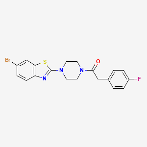 molecular formula C19H17BrFN3OS B2543596 1-(4-(6-Bromobenzo[d]thiazol-2-yl)piperazin-1-yl)-2-(4-fluorophenyl)ethanone CAS No. 941946-54-9