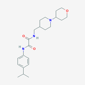 molecular formula C22H33N3O3 B2543604 N1-(4-isopropylphenyl)-N2-((1-(tetrahydro-2H-pyran-4-yl)piperidin-4-yl)methyl)oxalamide CAS No. 2034240-54-3
