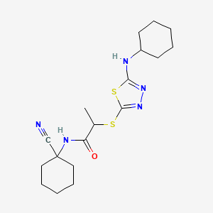 molecular formula C18H27N5OS2 B2543610 N-(1-cyanocyclohexyl)-2-[[5-(cyclohexylamino)-1,3,4-thiadiazol-2-yl]sulfanyl]propanamide CAS No. 1286782-96-4
