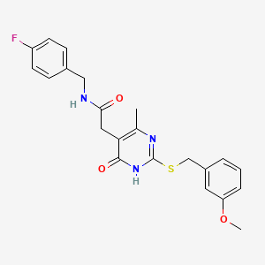 molecular formula C22H22FN3O3S B2543617 N-(4-fluorobenzyl)-2-(2-((3-methoxybenzyl)thio)-4-methyl-6-oxo-1,6-dihydropyrimidin-5-yl)acetamide CAS No. 1105214-73-0