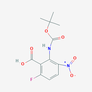 molecular formula C12H13FN2O6 B2543640 6-Fluoro-2-[(2-methylpropan-2-yl)oxycarbonylamino]-3-nitrobenzoic acid CAS No. 2248269-03-4