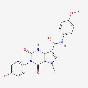 molecular formula C21H17FN4O4 B2543642 3-(4-fluorophenyl)-N-(4-methoxyphenyl)-5-methyl-2,4-dioxo-2,3,4,5-tetrahydro-1H-pyrrolo[3,2-d]pyrimidine-7-carboxamide CAS No. 921533-93-9