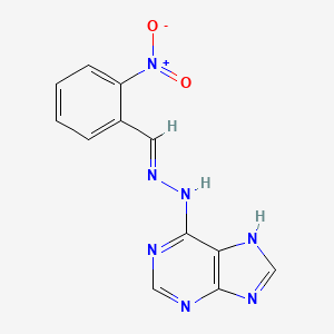 molecular formula C12H9N7O2 B2543669 (E)-6-(2-(2-nitrobenzylidene)hydrazinyl)-9H-purine CAS No. 304864-77-5