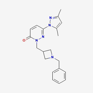 molecular formula C20H23N5O B2543682 2-[(1-benzylazetidin-3-yl)methyl]-6-(3,5-dimethyl-1H-pyrazol-1-yl)-2,3-dihydropyridazin-3-one CAS No. 2199516-96-4