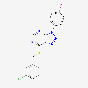 molecular formula C17H11ClFN5S B2543701 7-[(3-Chlorophenyl)methylsulfanyl]-3-(4-fluorophenyl)triazolo[4,5-d]pyrimidine CAS No. 863460-53-1