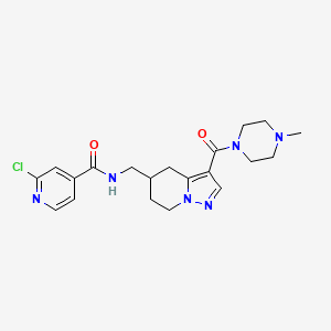 molecular formula C20H25ClN6O2 B2543702 2-Chloro-N-[[3-(4-methylpiperazine-1-carbonyl)-4,5,6,7-tetrahydropyrazolo[1,5-a]pyridin-5-yl]methyl]pyridine-4-carboxamide CAS No. 2108521-65-7