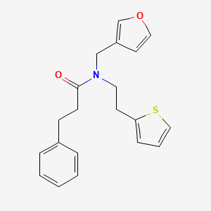 molecular formula C20H21NO2S B2543703 N-(furan-3-ylmethyl)-3-phenyl-N-(2-(thiophen-2-yl)ethyl)propanamide CAS No. 1421512-80-2