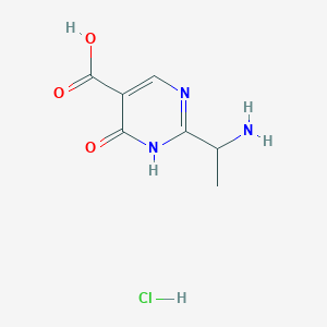 molecular formula C7H10ClN3O3 B2543705 2-(1-氨基乙基)-6-氧代-1H-嘧啶-5-羧酸；盐酸盐 CAS No. 2138100-62-4