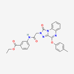 molecular formula C27H23N5O5 B2543710 3-({[4-(4-甲基苯氧基)-1-氧代[1,2,4]三唑并[4,3-a]喹喔啉-2(1H)-基]乙酰}氨基)苯甲酸乙酯 CAS No. 1189460-13-6
