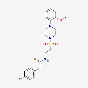 molecular formula C21H26FN3O4S B2543712 2-(4-氟苯基)-N-(2-((4-(2-甲氧基苯基)哌嗪-1-基)磺酰基)乙基)乙酰胺 CAS No. 897611-40-4