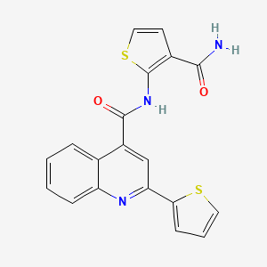 molecular formula C19H13N3O2S2 B2543713 N-(3-氨基甲酰基噻吩-2-基)-2-(噻吩-2-基)喹啉-4-羧酰胺 CAS No. 864940-86-3