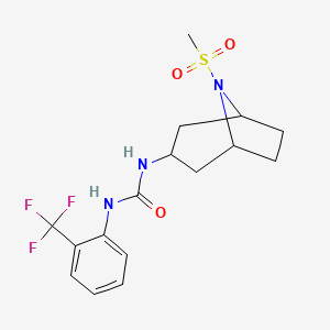 molecular formula C16H20F3N3O3S B2543717 1-(8-(Methylsulfonyl)-8-azabicyclo[3.2.1]octan-3-yl)-3-(2-(trifluoromethyl)phenyl)urea CAS No. 2034386-47-3
