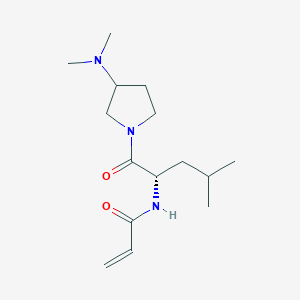 molecular formula C15H27N3O2 B2543723 N-[(2S)-1-[3-(Dimethylamino)pyrrolidin-1-yl]-4-methyl-1-oxopentan-2-yl]prop-2-enamide CAS No. 2411183-80-5