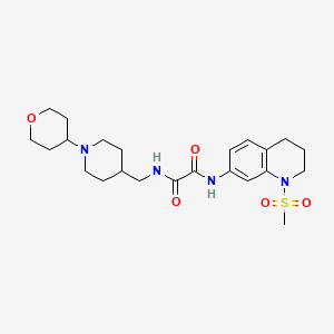 molecular formula C23H34N4O5S B2543731 N1-(1-(methylsulfonyl)-1,2,3,4-tetrahydroquinolin-7-yl)-N2-((1-(tetrahydro-2H-pyran-4-yl)piperidin-4-yl)methyl)oxalamide CAS No. 2034571-43-0