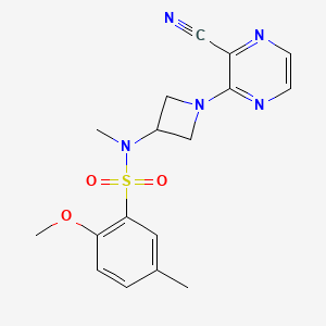 molecular formula C17H19N5O3S B2543733 N-[1-(3-Cyanopyrazin-2-yl)azetidin-3-yl]-2-methoxy-N,5-dimethylbenzenesulfonamide CAS No. 2380179-09-7