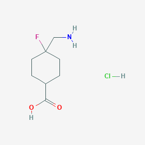 molecular formula C8H15ClFNO2 B2543734 4-(氨基甲基)-4-氟环己烷-1-羧酸;盐酸盐 CAS No. 2402830-64-0
