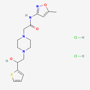 molecular formula C16H24Cl2N4O3S B2543735 2-(4-(2-hydroxy-2-(thiophen-2-yl)ethyl)piperazin-1-yl)-N-(5-methylisoxazol-3-yl)acetamide dihydrochloride CAS No. 1396883-96-7