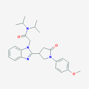 molecular formula C26H32N4O3 B254376 N,N-diisopropyl-2-{2-[1-(4-methoxyphenyl)-5-oxo-3-pyrrolidinyl]-1H-benzimidazol-1-yl}acetamide 