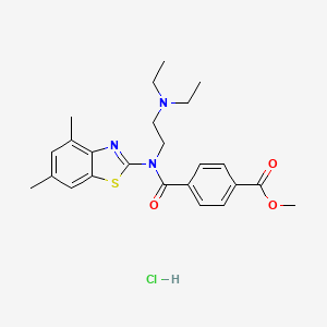 molecular formula C24H30ClN3O3S B2543768 Methyl 4-((2-(diethylamino)ethyl)(4,6-dimethylbenzo[d]thiazol-2-yl)carbamoyl)benzoate hydrochloride CAS No. 1215320-53-8