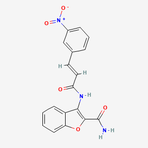 molecular formula C18H13N3O5 B2543775 (E)-3-(3-(3-硝基苯基)丙烯酰胺)苯并呋喃-2-甲酰胺 CAS No. 477511-73-2