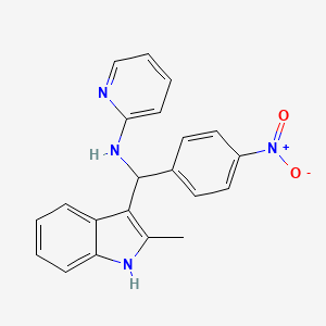 molecular formula C21H18N4O2 B2543789 N-((2-甲基-1H-吲哚-3-基)(4-硝基苯基)甲基)吡啶-2-胺 CAS No. 446270-01-5
