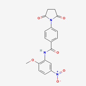 molecular formula C18H15N3O6 B2543793 4-(2,5-二氧代吡咯烷-1-基)-N-(2-甲氧基-5-硝基苯基)苯甲酰胺 CAS No. 313405-97-9