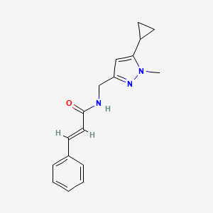 B2543799 N-((5-cyclopropyl-1-methyl-1H-pyrazol-3-yl)methyl)cinnamamide CAS No. 1448139-52-3