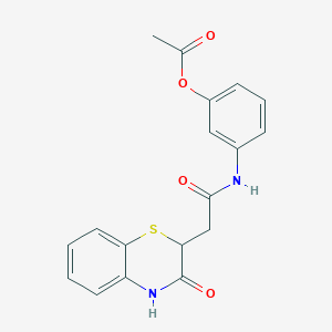molecular formula C18H16N2O4S B2543819 3-(2-(3-oxo-3,4-dihydro-2H-benzo[b][1,4]thiazin-2-yl)acetamido)phenyl acetate CAS No. 300818-80-8