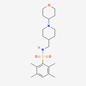 molecular formula C21H34N2O3S B2543820 2,3,5,6-tetramethyl-N-((1-(tetrahydro-2H-pyran-4-yl)piperidin-4-yl)methyl)benzenesulfonamide CAS No. 2034239-88-6