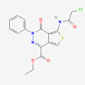 molecular formula C17H14ClN3O4S B2543822 Ethyl 5-[(2-chloroacetyl)amino]-4-oxo-3-phenylthieno[3,4-d]pyridazine-1-carboxylate CAS No. 851946-89-9