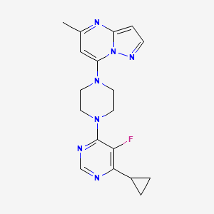 molecular formula C18H20FN7 B2543832 7-[4-(6-Cyclopropyl-5-fluoropyrimidin-4-yl)piperazin-1-yl]-5-methylpyrazolo[1,5-a]pyrimidine CAS No. 2380166-55-0