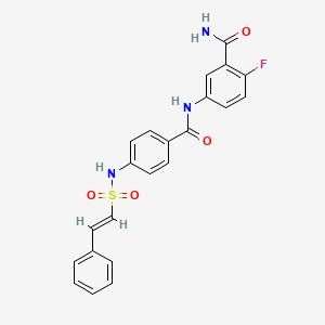 molecular formula C22H18FN3O4S B2543835 2-fluoro-5-[[4-[[(E)-2-phenylethenyl]sulfonylamino]benzoyl]amino]benzamide CAS No. 1252567-07-9