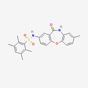 molecular formula C24H24N2O4S B2543842 2,3,5,6-四甲基-N-(8-甲基-11-氧代-10,11-二氢二苯并[b,f][1,4]恶杂环庚-2-基)苯磺酰胺 CAS No. 922034-94-4