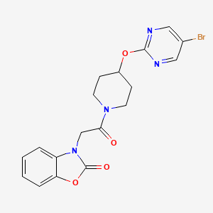 molecular formula C18H17BrN4O4 B2543849 3-[2-[4-(5-Bromopyrimidin-2-yl)oxypiperidin-1-yl]-2-oxoethyl]-1,3-benzoxazol-2-one CAS No. 2380184-93-8