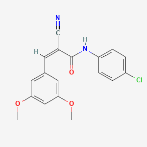 molecular formula C18H15ClN2O3 B2543850 (Z)-N-(4-chlorophenyl)-2-cyano-3-(3,5-dimethoxyphenyl)prop-2-enamide CAS No. 1002025-67-3