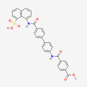 molecular formula C32H24N2O7S B2543851 8-[[4-[4-[(4-Methoxycarbonylbenzoyl)amino]phenyl]benzoyl]amino]naphthalene-1-sulfonic acid CAS No. 2101765-81-3
