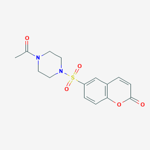 molecular formula C15H16N2O5S B254386 6-[(4-acetyl-1-piperazinyl)sulfonyl]-2H-chromen-2-one 