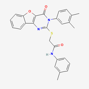 molecular formula C27H23N3O3S B2543864 2-[[3-(3,4-二甲苯基)-4-氧代-[1]苯并呋并[3,2-d]嘧啶-2-基]硫代]-N-(3-甲苯基)乙酰胺 CAS No. 872207-90-4