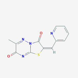 molecular formula C12H8N4O2S B254388 (E)-6-methyl-2-(pyridin-2-ylmethylene)-2H-thiazolo[3,2-b][1,2,4]triazine-3,7-dione 
