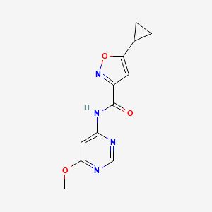 molecular formula C12H12N4O3 B2543880 5-cyclopropyl-N-(6-methoxypyrimidin-4-yl)isoxazole-3-carboxamide CAS No. 1396859-91-8