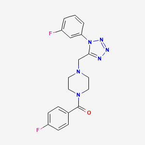 molecular formula C19H18F2N6O B2543888 (4-fluorophenyl)(4-((1-(3-fluorophenyl)-1H-tetrazol-5-yl)methyl)piperazin-1-yl)methanone CAS No. 1021227-07-5