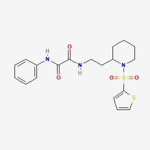 molecular formula C19H23N3O4S2 B2543890 N1-phenyl-N2-(2-(1-(thiophen-2-ylsulfonyl)piperidin-2-yl)ethyl)oxalamide CAS No. 898368-90-6